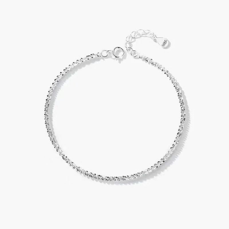 Lắc chân bạc nữ S925 - Lắc chân nữ bạc Ý tuyết trắng basic dễ thương, sang trọng Vườn Trang Sức LC0117