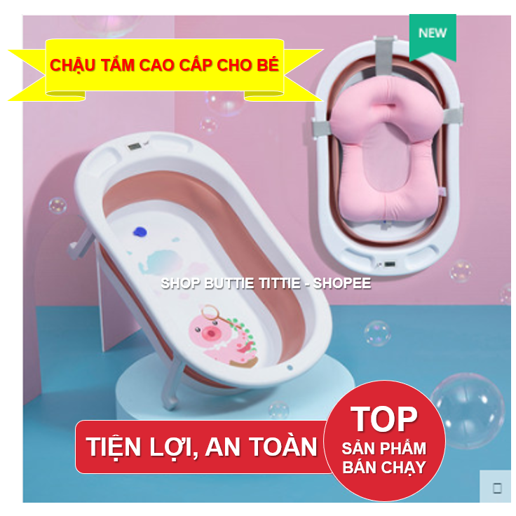 CHẬU TẮM CAO CẤP CHO BÉ CÓ NHIỆT KẾ ĐO NHIỆT ĐỘ NƯỚC (hàng order nước ngoài, 12-15 ngày giao hàng)