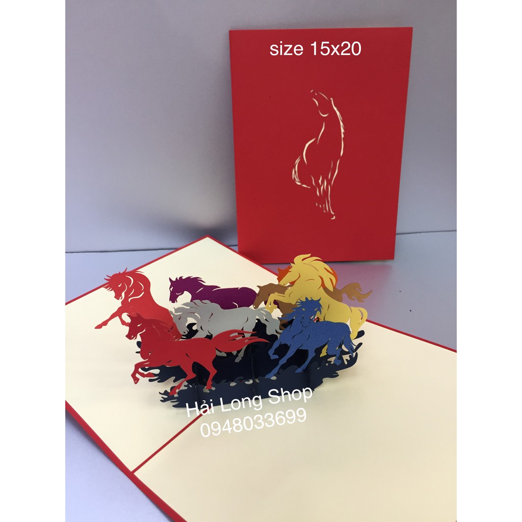 Bát Mã 2  -  Horse  -  Thiệp 3D
