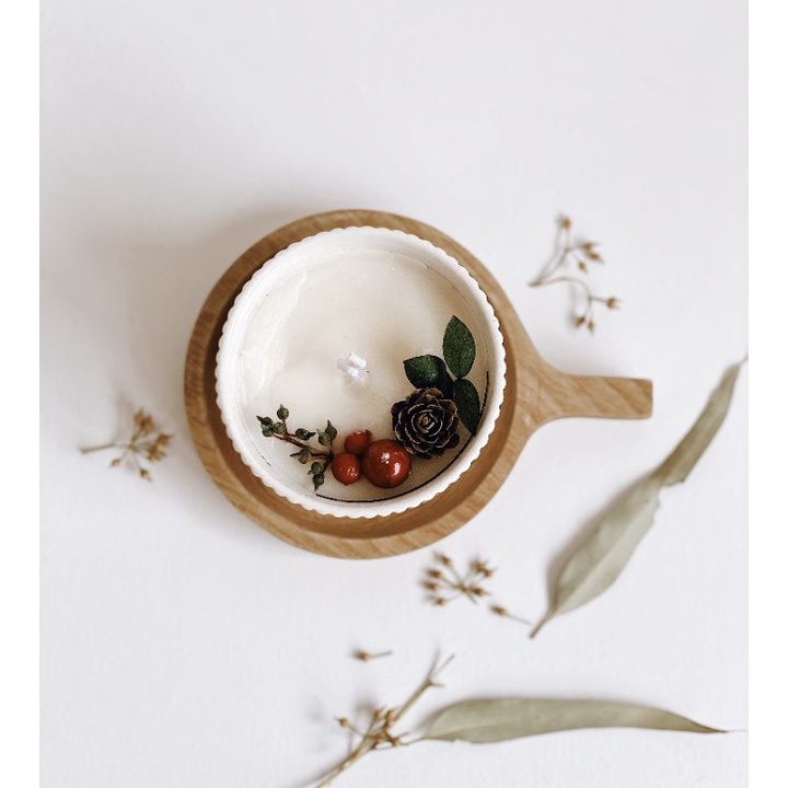 Nến thơm cốc gốm hoa khô siêu xinh siêu thơm_hanmade_decor_trang trí