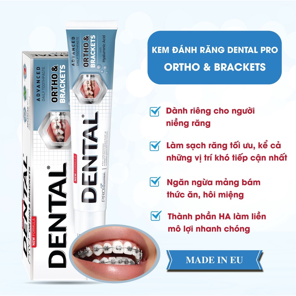 Kem đánh răng dành cho răng Niềng Dental Pro Ortho and Brackets - Made in EU