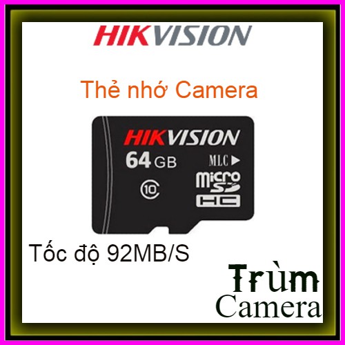 Thẻ nhớ 64GB Hikvision Class 10 Tốc độ 92MB/s- Bảo hành 5 năm | BigBuy360 - bigbuy360.vn