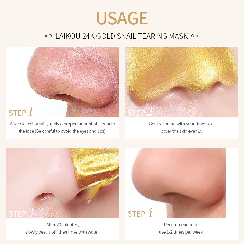 Mặt nạ LAIKOU dạng lột chiết xuất ốc sên vàng 24K se khít lỗ chân lông chăm sóc làn da 50g
