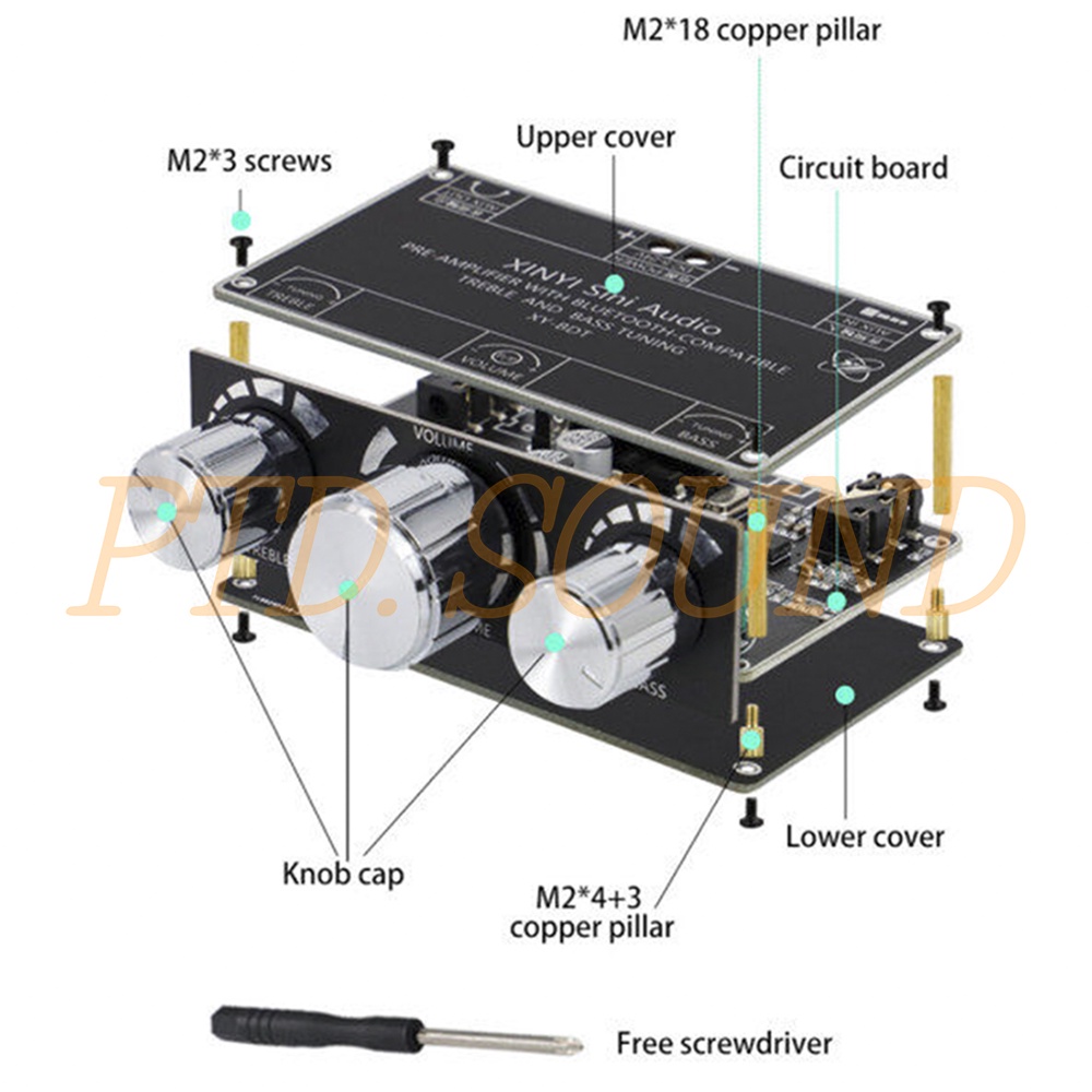 Mạch Sinilink XY - BDT chỉnh âm sắc bluetooth 5.1. Mã Ampli âm sắc XY-BDT Dùng DIY loa từ PTD Sound