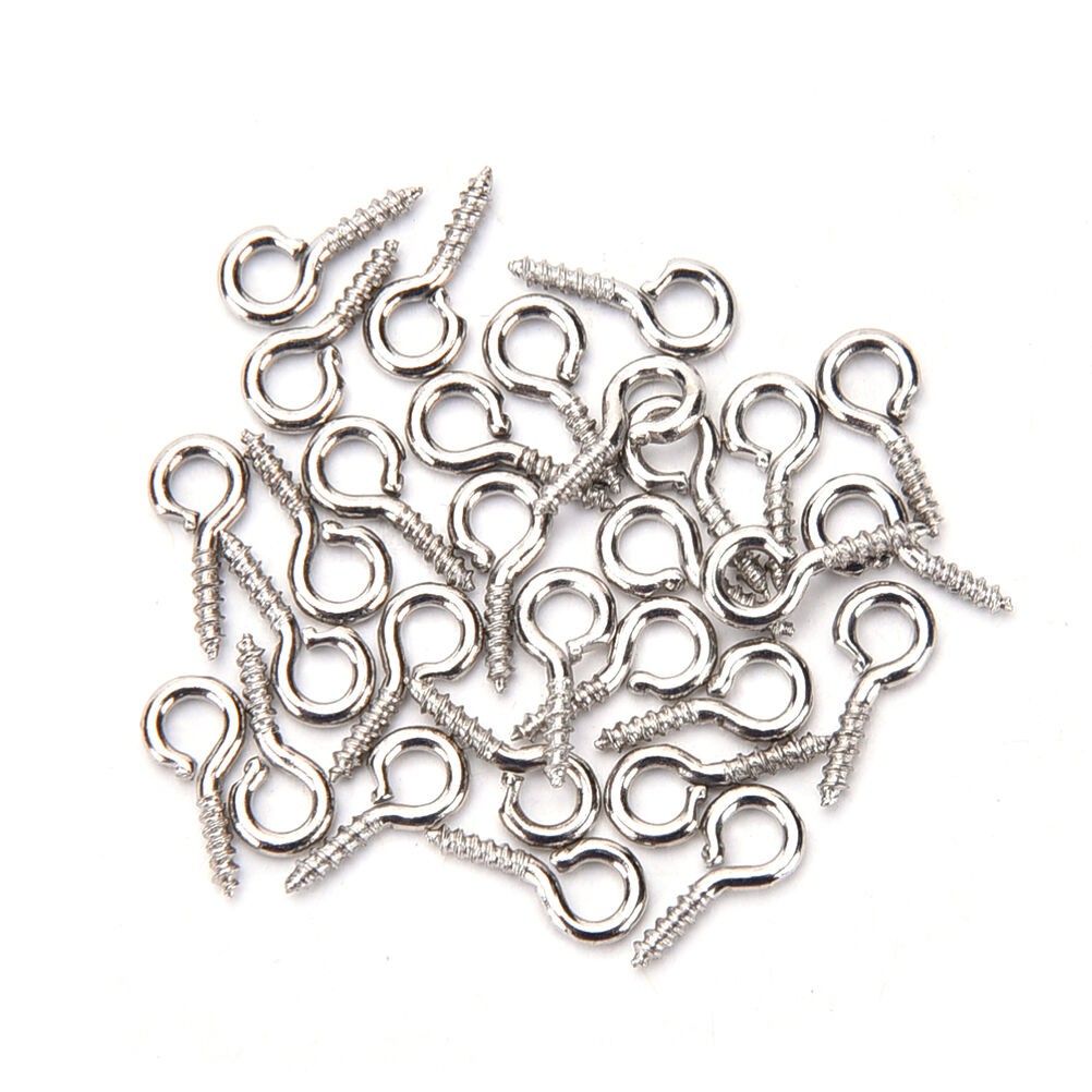 200Pcs Wholesale Silver Plated Screw Eye Pin Peg Tail Jewelry Making Findings Craft