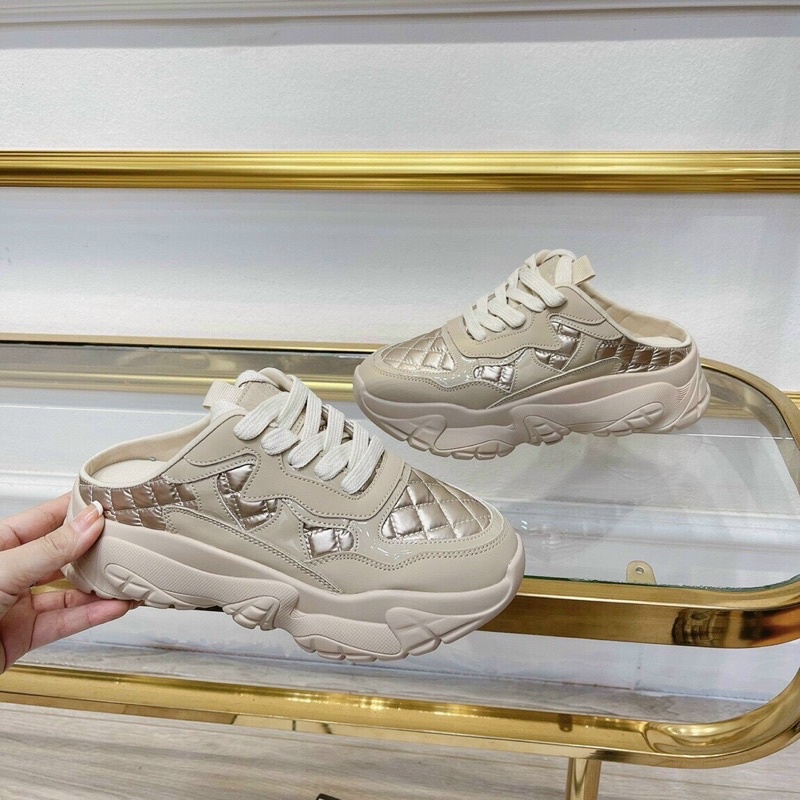 Giày sục thể thao cao cấp trần chỉ màu nâu nhạt fullbox | BigBuy360 - bigbuy360.vn