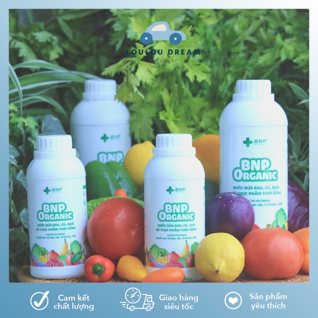 Nước rửa hoa quả, rau củ, thịt cá BNP Organic - Nước rửa rau củ hữu cơ cho cả gia đình