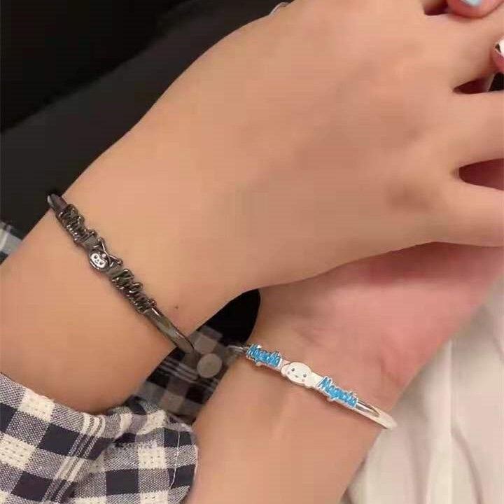 Vòng Tay Họa Tiết Hoạt Hình Mèo/Cún Tai To Dễ Thương Có Thể Điều Chỉnh Cho Cặp Đôi