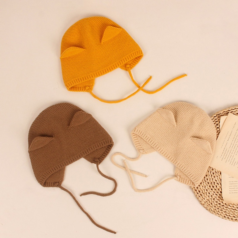 Mũ Len Beanie Tai Mèo Dễ Thương Cho Bé 0-2 Tuổi