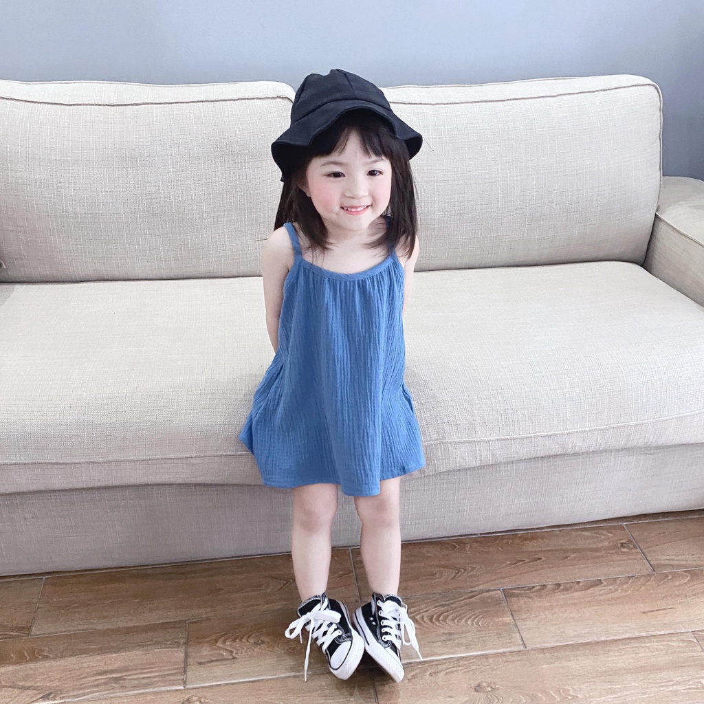 Đầm Sát Nách Màu Trơn Thời Trang Mùa Hè Hàn Quốc Hàng Mới Dành Cho Bé Gái 2023