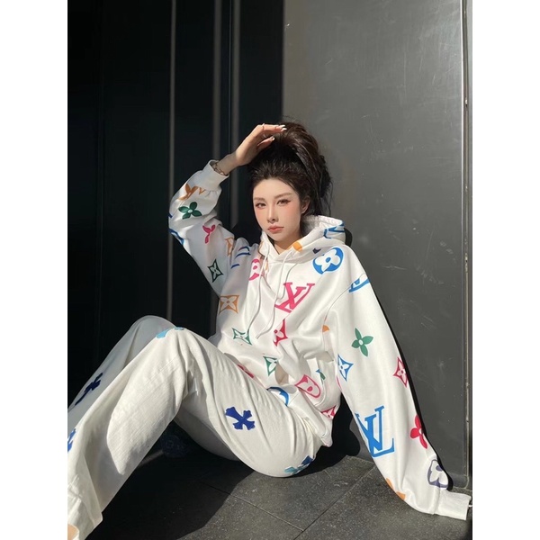 Áo hoodie mỏng cho nữ hoạ tiết chữ nhiều màu thương hiệu thời trang cao cấp Louis Vuitton LV