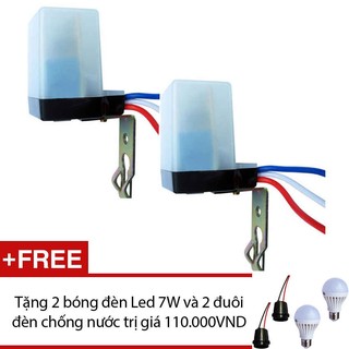 Bộ 2 Công tắc cảm biến ánh sáng LS6B + Tặng 2 bóng đèn Led 7W và 2 đuôi đèn chống nước