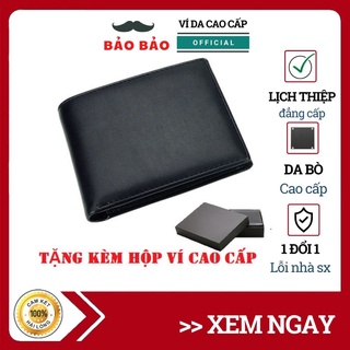 Ví da trơn nam mini bảo bảo store bóp nam ngang cầm tay nhỏ gọn cấp bỏ túi màu đen cao cấp phong cách basic