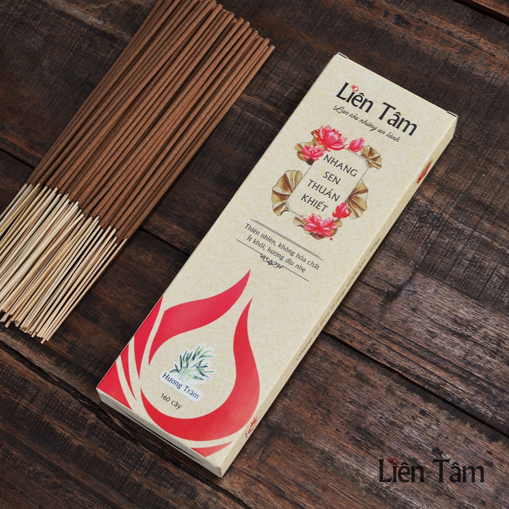 Nhang Sen Hương Tràm DIỆT KHUẨN Liên Tâm - 20.5cm - Hộp 160 cây - Nhang sạch 100% thiên nhiên