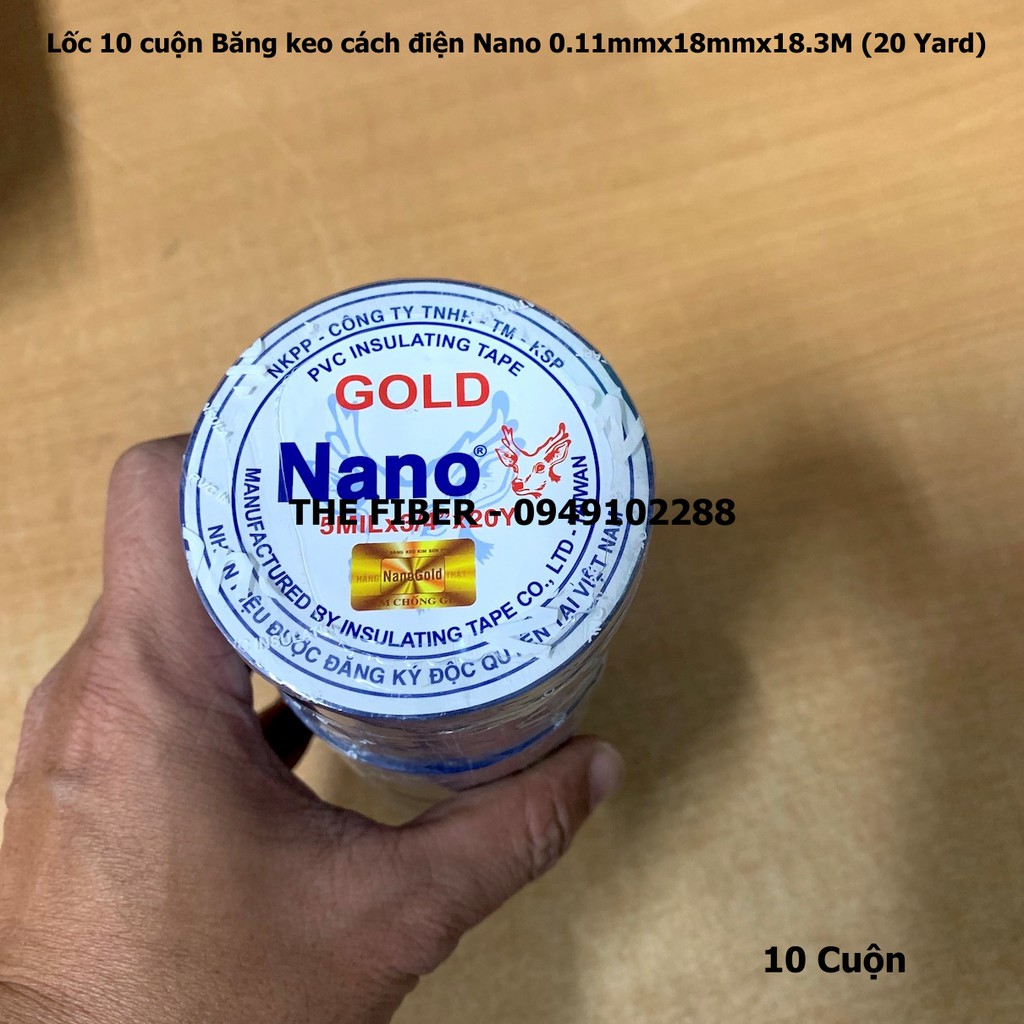 Lốc 10 cuộn Băng keo cách điện Nano 0.11mmx18mmx18.3M (20 Yard)