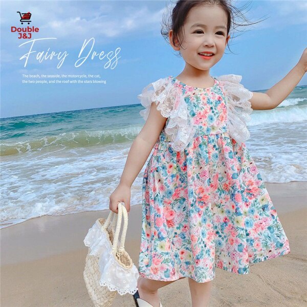 Đầm Công Chúa In Hoa Bằng bông Phong Cách Phương Tây Mới 2021 Cho Bé Gái