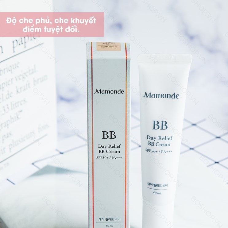 KEM NỀN MAMONDE DAY RELIEF BB CREAM SPF 50+ PA+++ 40ML TONE LIGHTBEIGE CHÍNH HÃNG - 4889