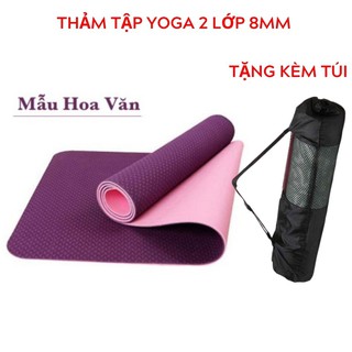 Thảm Tập Yoga 2 Lớp TPE Độ Dày Chuẩn 8mm (KÈM TÚI ĐỰNG), Thảm Tập Gym Chống Trơn Trượt Và Không Thấm Mồ Hôi Cao Cấp.