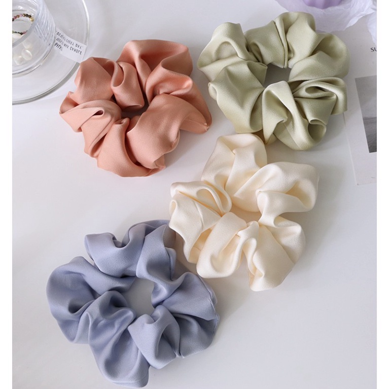 Dây Cột Tóc Vải Cột Scrunchies Satin Lụa Phi Bóng Mềm Màu Vintage Pastel PK111