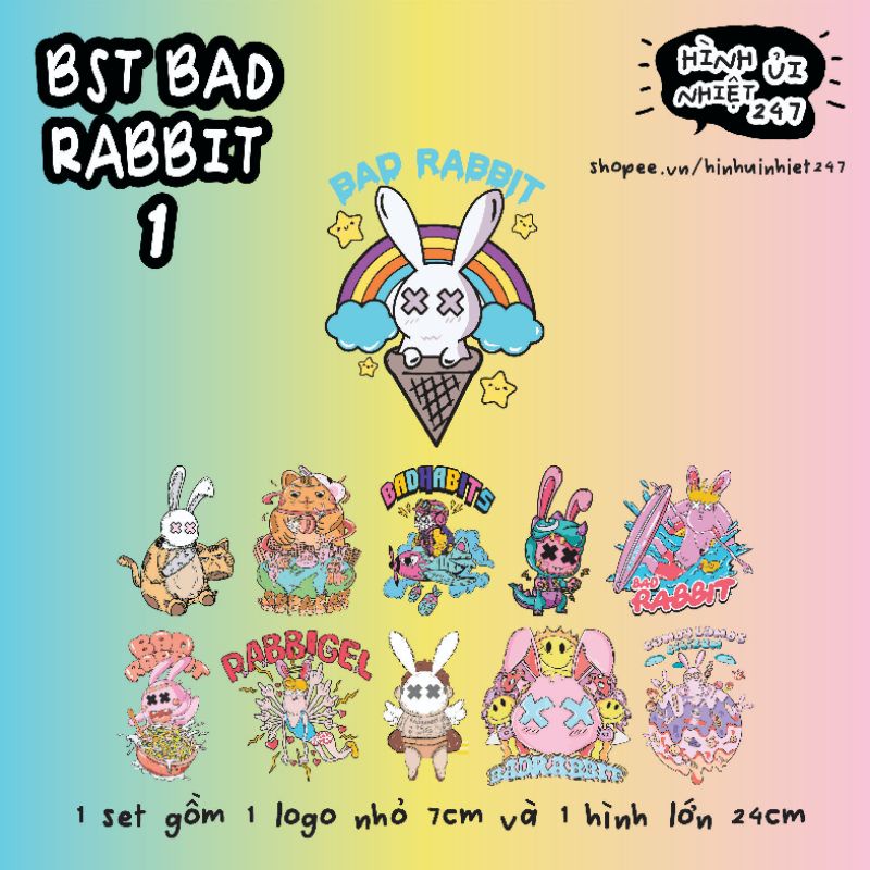 HÌNH ỦI NHIỆT, LOGO ỦI ÁO - BST BAD RABBIT 🐰🐇 DỄ THƯƠNG P1 🍀