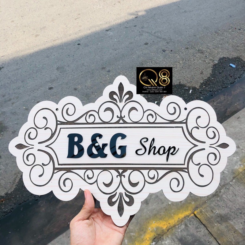 Bảng gỗ tên shop - Tên thương hiệu - khắc laser - 20x15