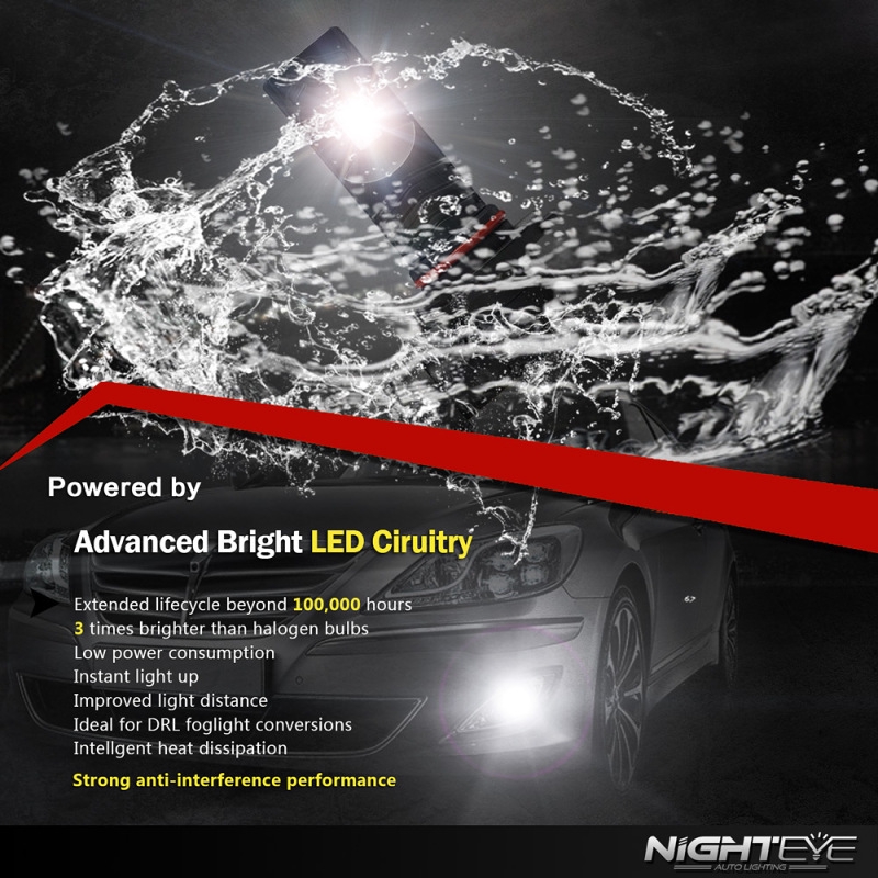 Set 2 bóng đèn LED NovSight A338 9005 HB3 1600LM 6500K gắn xe ô tô