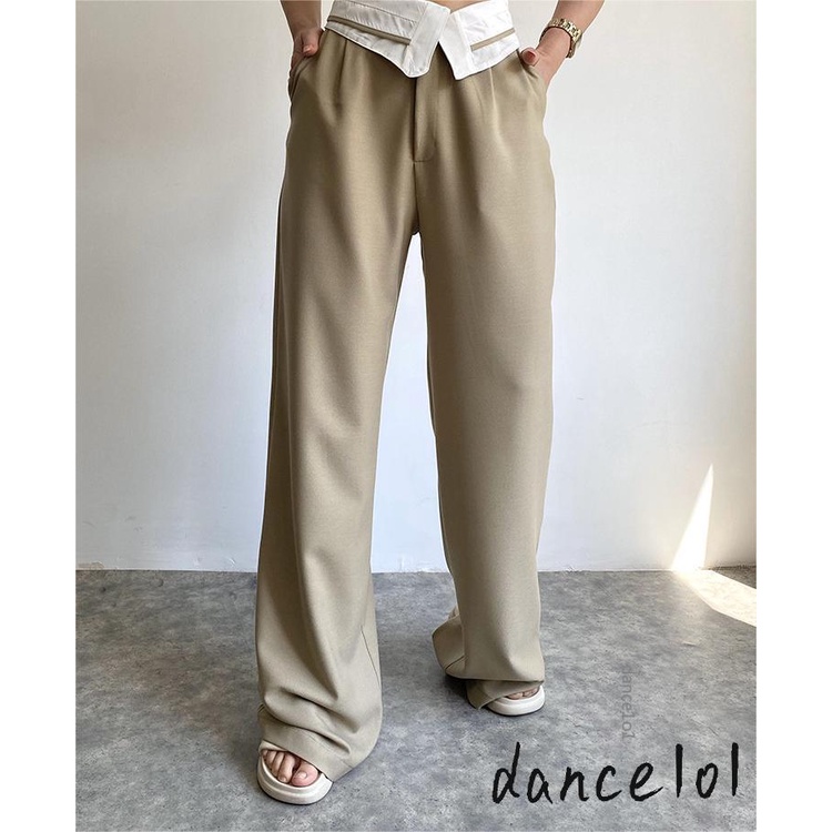 Quần Dài Eo Cao Ống Suông Phối Màu Thời Trang Dành Cho Nữ dance1o1