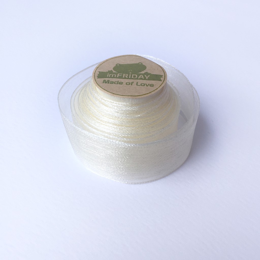 3m ruy băng voan 2cm kem  RB99