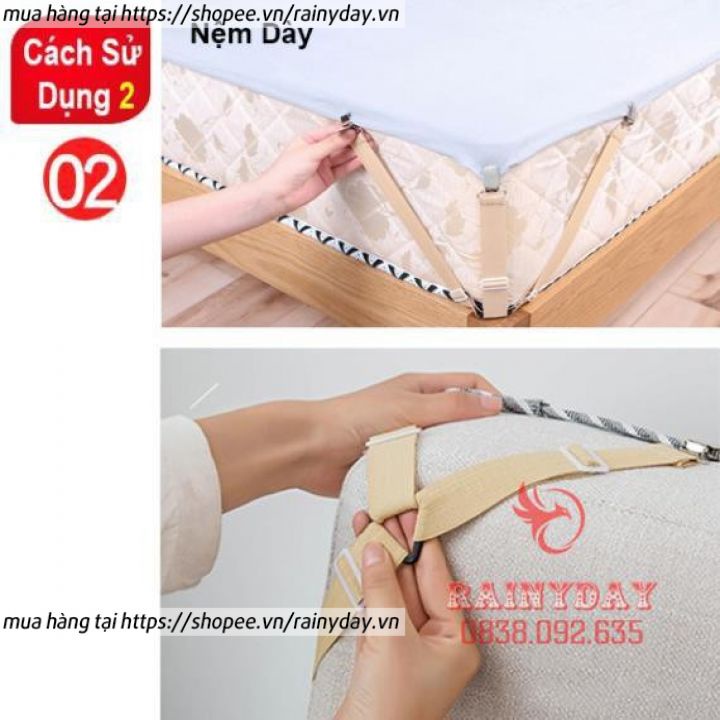 Dây kẹp ga giường cố định drap trải nệm giữ chống xê dịch tụt góc - Bộ 4