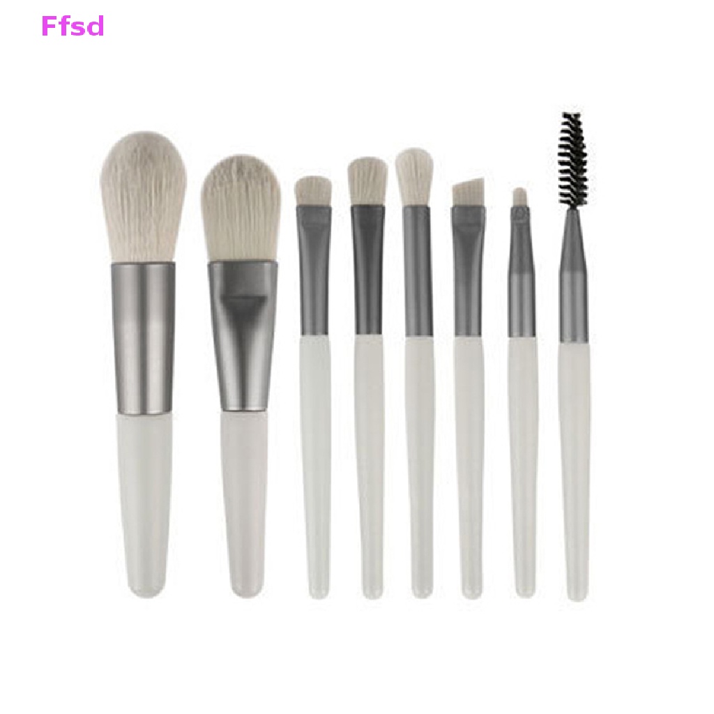 {Ffsd} Bộ 8 Cọ Trang Điểm Di Động Với Túi Đựng Cọ Trang Điểm / Phấn Má Hồng / Mắt Bán Chạy