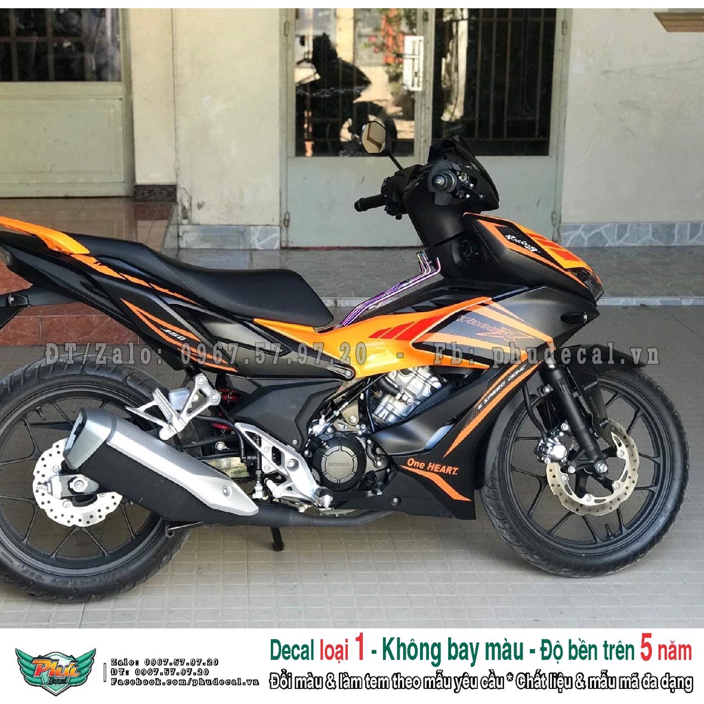 Tem rời xe Winner X Cam đen chỉ cam (A)
