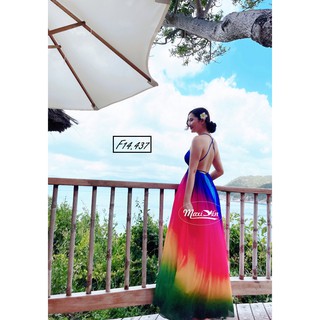 ĐẦM MAXI YẾM LỤA NHIỀU MÀU ĐAN DÂY