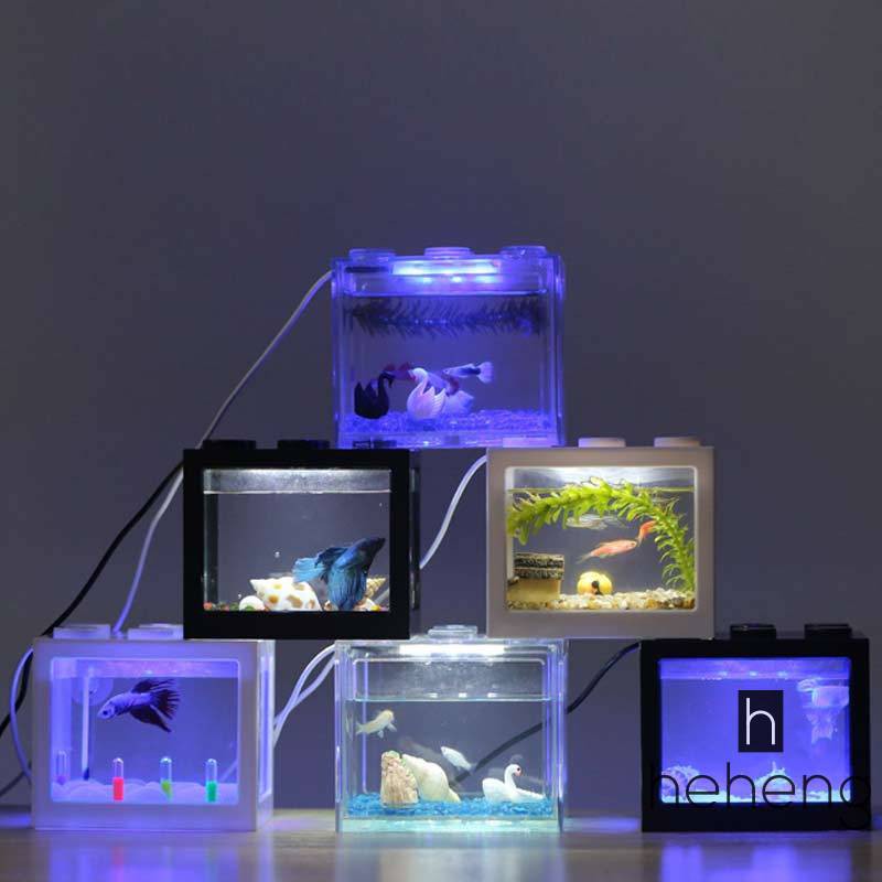 Bể cá mini có đèn LED nhiều màu sắc độc đáo