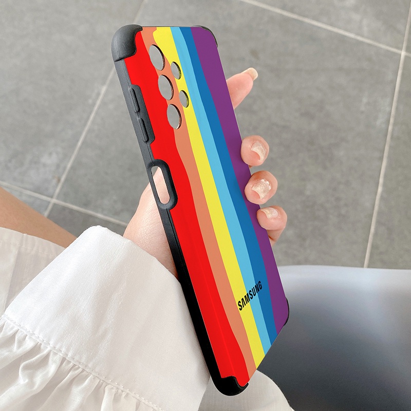 Original Rainbow Color Case Samsung Galaxy A73 A53 A33 A23 A13 A12 5G 4G Gradient Brand Silicone Cover