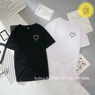 Áo thun - áo cặp nam nữ In Hình Trái Tim Nhỏ chất thun cotton co Giãn, dày dặn, đi chơi du lịch đều hợp