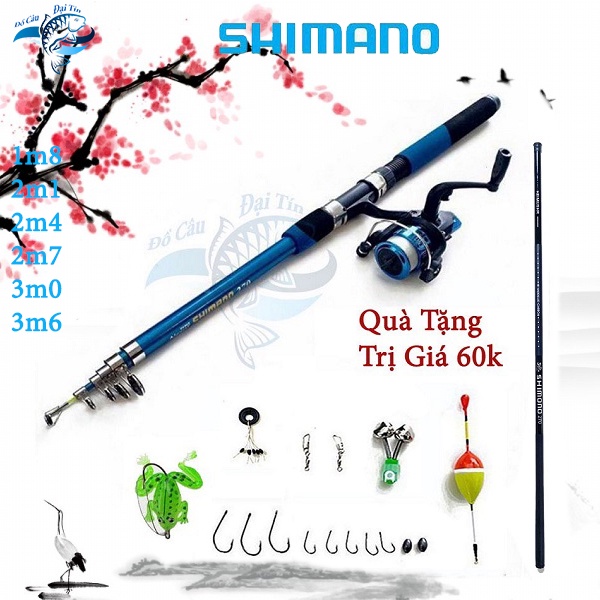 { Tặng Cần Tay SHIMANO 2M7 } - Bộ cần câu máy Shimano tặng kèm thêm 1 cần câu tay 2,7m và đầy đủ phụ kiện đi câu y hình