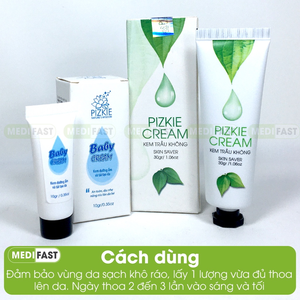 Kem trầu không Pizkie - giảm hăm, rôm sảy, côn trùng cắn, giảm nứt lẻ, tái tạo da Pizkie Baby Cream - Mẫu mới