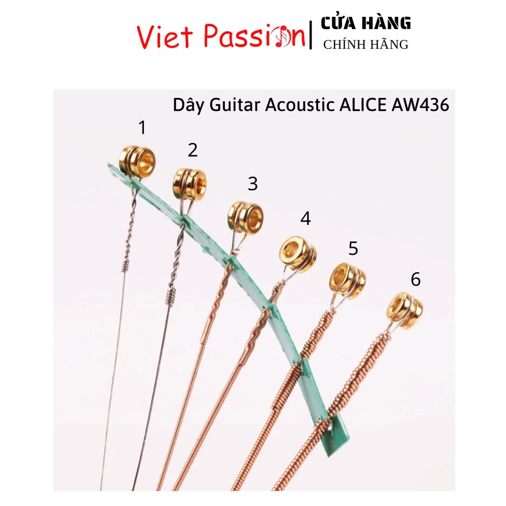 Dây đàn guitar acoustic Alice AW436 AW432 A206 A406 A407C cỡ 11 chính hãng dây sắt cho đàn ghi ta vietpassion