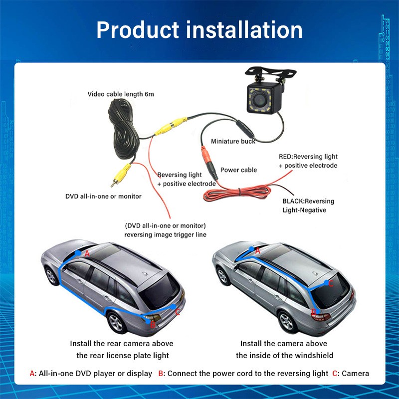 Camera lùi xe ban đêm HD 12 LED | BigBuy360 - bigbuy360.vn