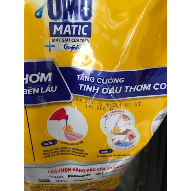 Nước giặt OMO Matic dùng cho máy giặt cửa trên 3.7Kg tinh dầu thơm