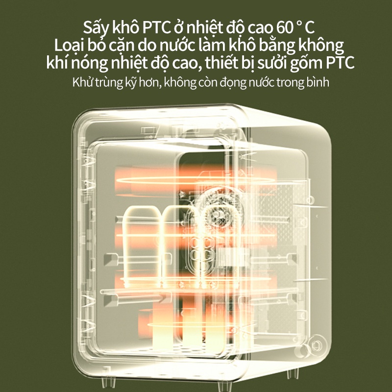 MÁY TIỆT TRÙNG SẤY KHÔ BINH SỮ，Sấy khô PTC ở nhiệt độ cao 60 ° C ，Đèn LED bật sáng khi cửa máy tiệt trùng mở -BH 6 thán