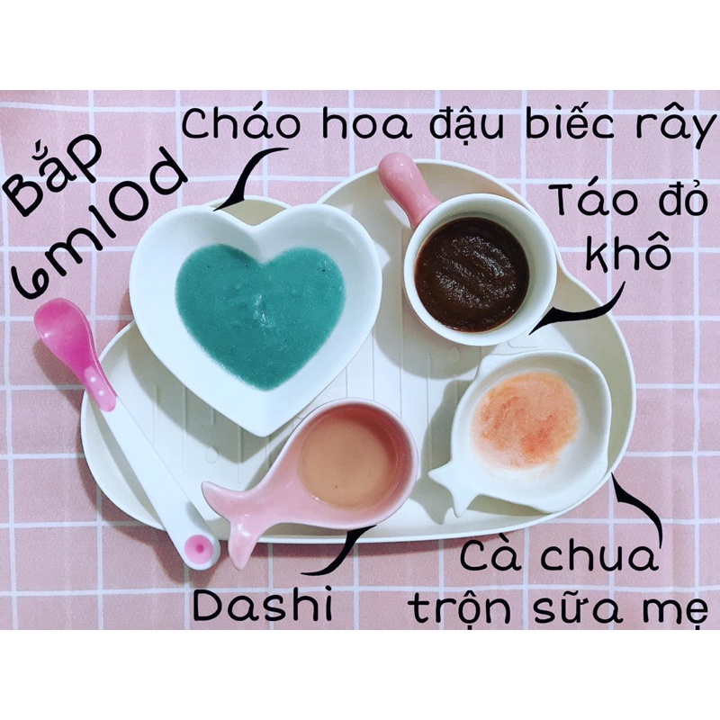 [ Được chọn mẫu] Set combo bát sứ ăn dặm cho bé kèm khay và thìa hình xinh yêu bằng sứ cao cấp chịu nhiệt