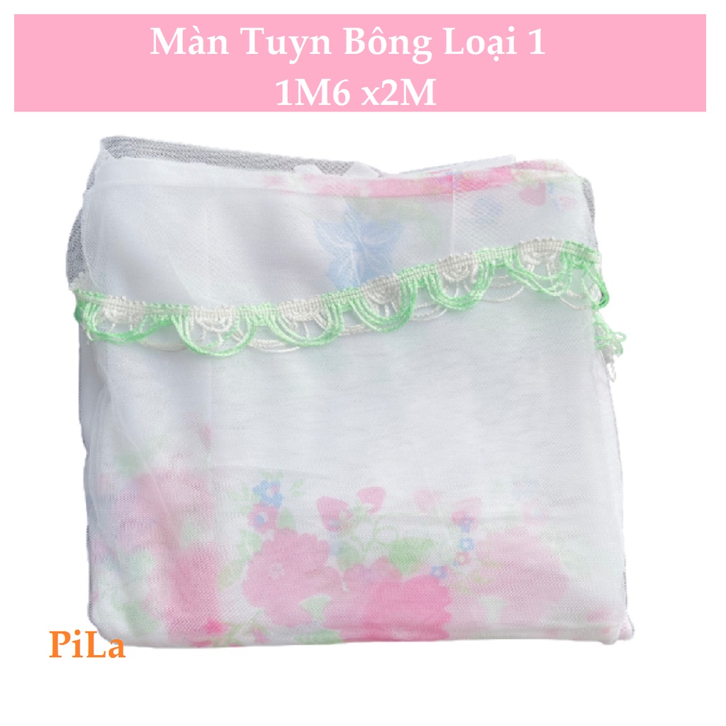 Mùng Ngủ Tuyn Bông Cao Cấp Màu Nền Trắng Sáng