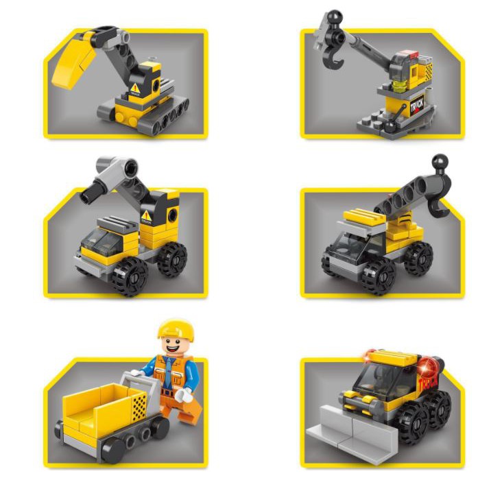 BỘ ĐỒ CHƠI XẾP HÌNH LEGO 6 IN 1 137 CHI TIẾT MÁY XÚC VÀNG
