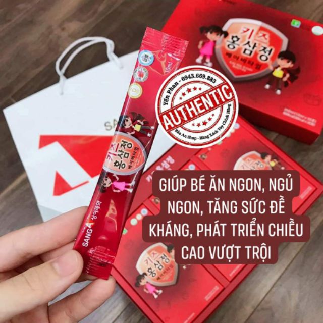 Hồng Sâm Trẻ em Korea Red Ginseng Baby - Nước Hồng Sâm Baby Sanga Hàn Quốc hộp 30 gói