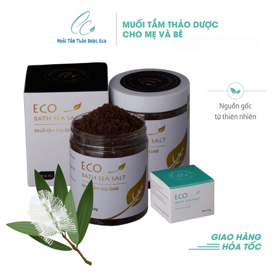 Combo 3 muối tắm bé thảo dược Eco Gold Sinh Dược 370g tặng 1 muối thảo dược Eco Sinh Dược 200g