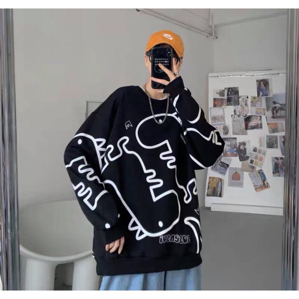 Áo Sweater Form Rộng Nỉ Hoạ Tiết Khủng Long Tay Dài Ulzzang Hot ( Ảnh Thật+ Hàng Sẵn) | BigBuy360 - bigbuy360.vn