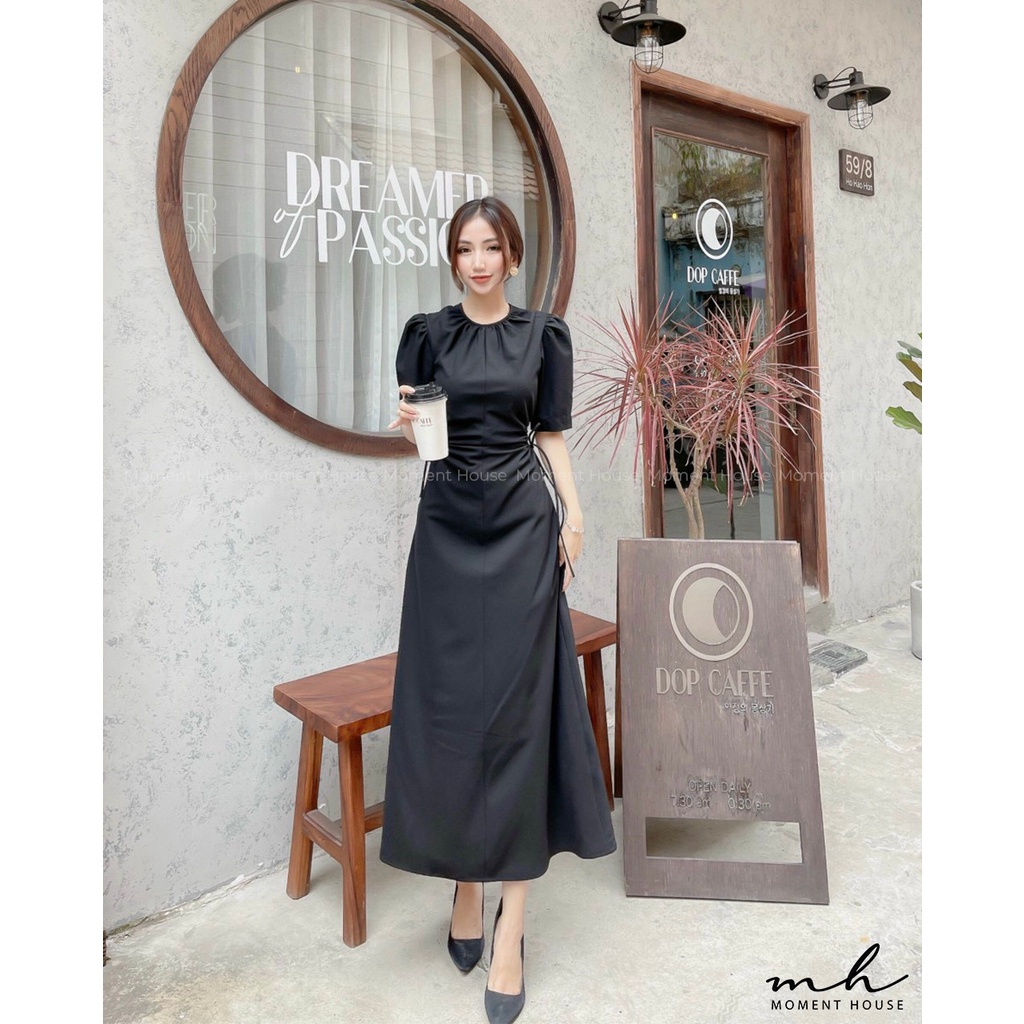 Đầm cổ tròn khoen 2 eo, dáng maxi dài, tay lỡ, form chuẩn lên dáng cực xinh hack eo cực kì