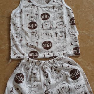 Bộ ba lỗ cotton giấy cho bé