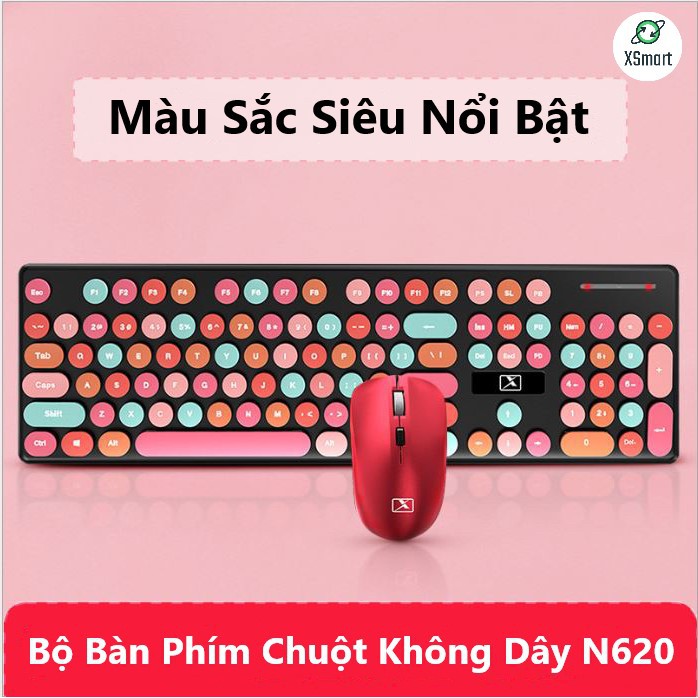 [Mã ELHAMS5 giảm 6% đơn 300K] COMBO Bàn Phím Và Chuột Không Dây Cao Cấp N620 Hot Trend Siêu Xinh, Phím Nhiều Màu